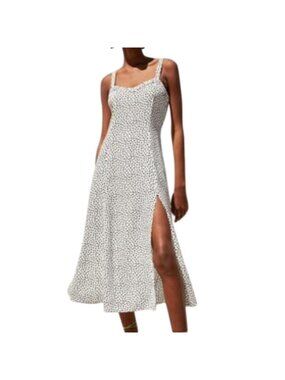 Zara White Black Polka Dot Sweetheart Neckline Sleeveless Long Maxi Dress XS
